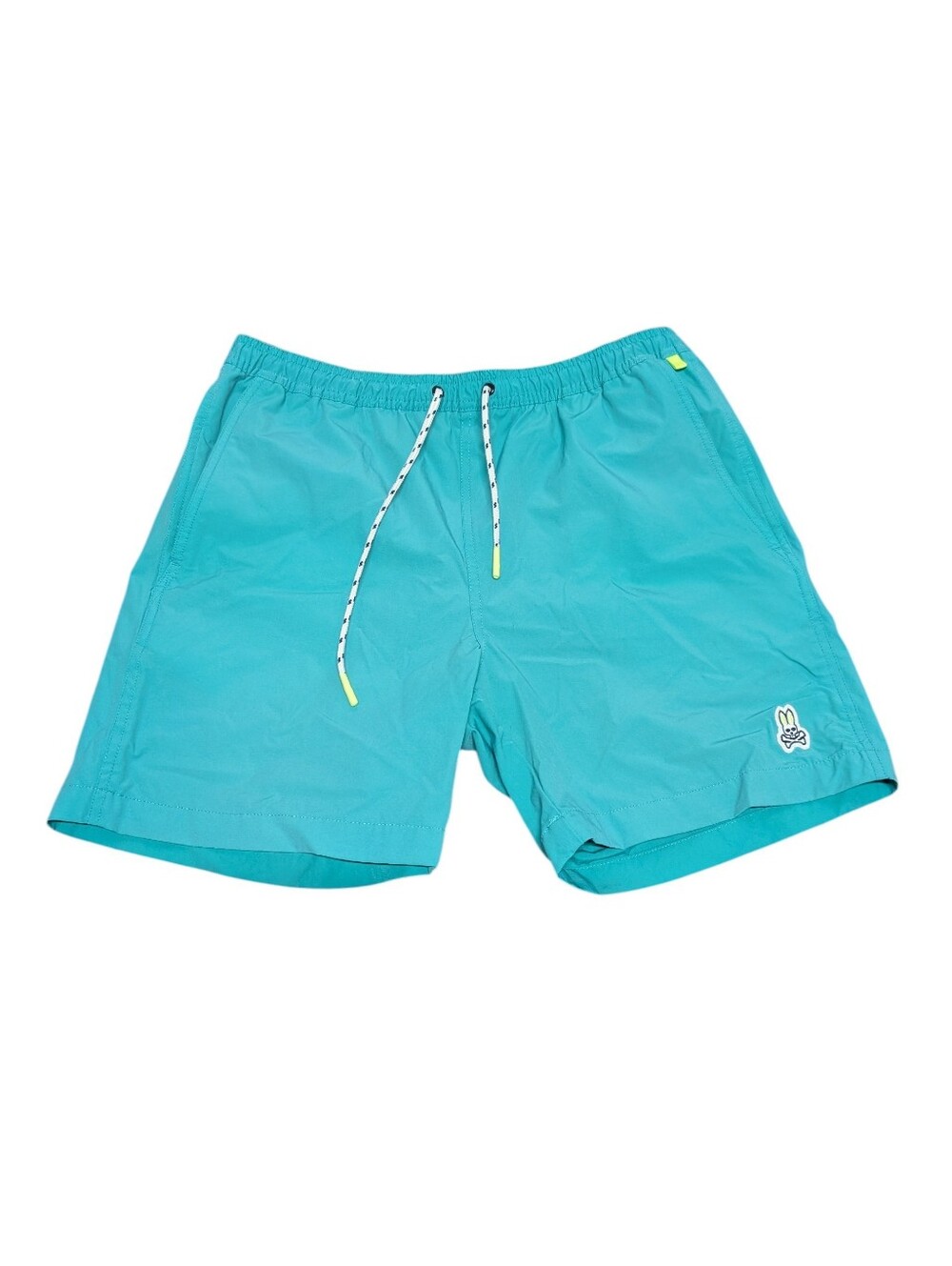 Psycho Bunny Men's Green Swim Trunks Shorts with Drawstring (Medium)